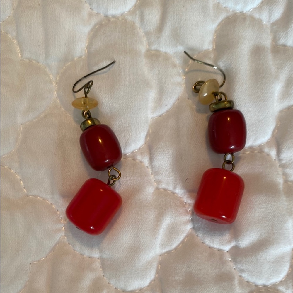 Elegant Red Beaded Earrings